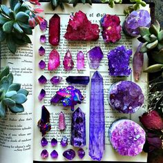 Temptress Crystal Aesthetic, December 1st, Pretty Rocks, Crystal Magic, Witch Aesthetic, Rocks And Gems, Purple Crystals, Crystal Grid, Gems And Minerals