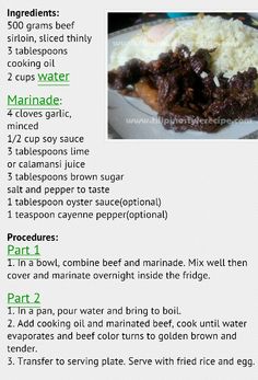 a recipe for brownies and rice on a plate