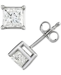 Extraordinary sparkle meets exceptional design in these elegant princess-cut diamond stud earrings. Formal Silver Diamond Earrings With Tension Setting, Formal Earrings With Tension Setting, Silver Diamond Earrings With Tension Setting, Silver Earrings With Tension Setting, Macy's Brilliant Cut Diamond Earrings, Macy's Diamond Cut Fine Jewelry Earrings, White Gold Sterling Silver Earrings With Tension Setting, Fine Jewelry Sterling Silver Diamond Earrings With Tension Setting, Macy's Diamond Cut Earrings For Gift