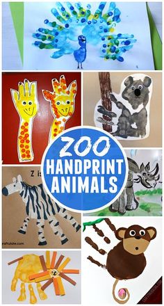 the zoo handprint animals book is shown