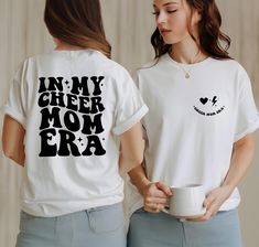 In My Cheer Mom Era T-Shirt, Football Cheer Mama T-shirt, Cheer Mom Gift, Football Fun T-shirt, Cheer Leading Mom T-shirt, Sport Mom T-shirt We are sure that you will love our specially designed t-shirts. You are at the right address for those looking for stylish, modern, cute and comfortable t-shirts. ❀DETAIL❀ For printing, we use Bella Canvas and Gildan SoftStyle brand shirts, which are the best in the industry. *Bella Canvas -unisex size -4.2 oz. -Solid colors are 100% Combed Cotton and Ring- Mother's Day Screen Print Crew Neck T-shirt, Mother's Day Graphic Tee With Crew Neck, Mother's Day Screen Print Crew Neck Top, Mother's Day Short Sleeve Tops With Screen Print, Graphic Tee With Crew Neck For Mother's Day, Graphic Tee Crew Neck Shirt For Mother's Day, Short Sleeve Tops With Screen Print For Mother's Day, White T-shirt With Custom Print For Mother's Day, White Custom Print T-shirt For Mother's Day