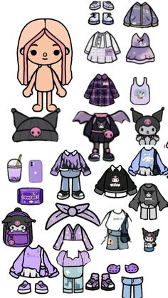 an image of paper doll clothes and accessories