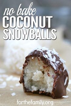 no bake coconut snowballs with text overlay