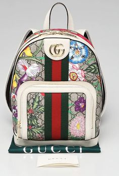 White Leather Backpack, Flora Print, Red Web, Gucci Ophidia, Summer White, Lv Handbags, Swag Shoes, Small Backpack, Backpack Bag