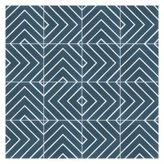 a blue and white tile pattern with diagonals in the middle, on top of each other