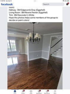 an empty room with hard wood floors and white trim on the walls is featured in this facebook post