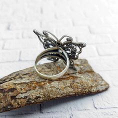 Silver Butterfly Ring 925 Sterling Silver Handmade by - Etsy Handmade Silver Adjustable Butterfly Ring, Handmade Bohemian Sterling Silver Butterfly Ring, Bohemian Handmade Sterling Silver Butterfly Ring, Handmade Silver Butterfly Open Ring, Handmade Sterling Silver Filigree Ring Spiritual, Handmade Sterling Silver Filigree Ring, Handmade Sterling Silver Spiritual Filigree Ring, Silver Gemstone Butterfly Ring In Sterling Silver, Silver Butterfly Ring