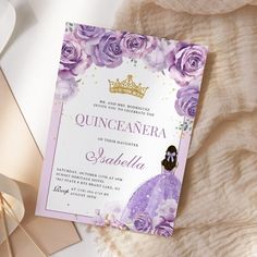 a princess themed quinceauera party with purple roses