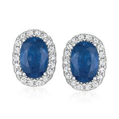 LeVian - Le Vian 1.00ct t. w. Blueberry Sapphire Earrings, .13ct t. w. Vanilla Diamonds in 14kt Vanilla Gold. With a rich history dating back to the 15th century, Le Vian jewelry is well known for its decadent designs and innovative use of color. This timeless pair of earrings present 1.00 ct. t. w. oval sapphires haloed by .13 ct. t. w. round brilliant-cut diamonds. Finely crafted in polished 14kt white gold. Post/clutch, Le Vian diamond and sapphire earrings. Diamond birthstones are the perfec Classic Blue Oval Diamond Earrings, Classic Oval Sapphire Diamond Earrings, Classic Blue Diamond Earrings, Formal Sapphire Diamond Oval Earrings, Formal Oval Sapphire Diamond Earrings, Classic Blue Diamond Earrings Brilliant Cut, Classic Sapphire Diamond Earrings, Classic Blue Brilliant Cut Diamond Earrings, Classic Blue Diamond Earrings With Brilliant Cut