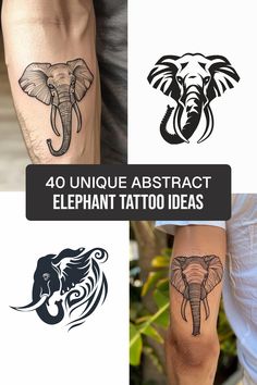 elephant tattoo designs for men and women on the arm, leg and forearm with an elephant head