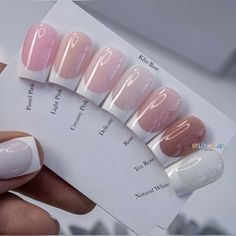 french tip nail colors - shades of pink. Desain Salon Kuku, Nagel Tips, Short Square Acrylic Nails, Acrylic Nails Coffin Short