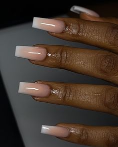 Acrylic Nails For My Birthday, Short Wedding Nails Black Women, Tan Ombre Nails Acrylic, Simple Prom Nails Acrylic Short, Gel Overlay Nails Natural Short French Tip, Medium Nails Black Women, Short Classy Wedding Nails, Midume Acrylic Nails, Med Short Acrylic Nails