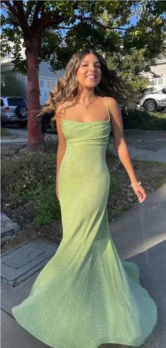 Fabric: Sequin Color: Mint Green Size: US 2-16. True to the size chart. Check our Size Chart to get your correct size. Highly suggest the custom size for plus size. Free custom-size service is available. Put your exact measurements in the note box or email your exact measurements once the order is placed. Have question Custom Prom Dress, Spaghetti Strap Prom Dress, Stunning Prom Dresses, Green Mermaid, Floor Length Prom Dresses, Prom Dress Inspiration, Cute Prom Dresses, Long Prom Dresses, Pretty Prom Dresses