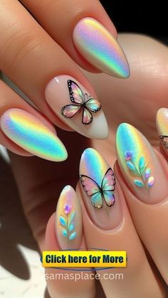 Summer Almond Nails, Beachy Nail Designs, Almond Nails Designs Summer, Almond Nail Designs, Nail Art Ideas For Summer, Art Ideas For Summer, Polka Dot Nail Designs, Almond Nail Art