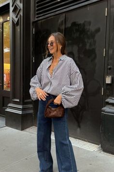 Look Boho Chic, Skandinavian Fashion, Looks Street Style, Plaid Blouse, Blouse Outfit, Outfit Inspo Fall, Business Casual Outfits