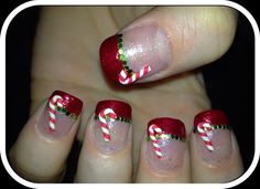 Holidays Nails, Snowman Nail, Red Gel Nails, Candy Cane Nails, Easter Nail Art, Elegant Nail, Fingernail Designs