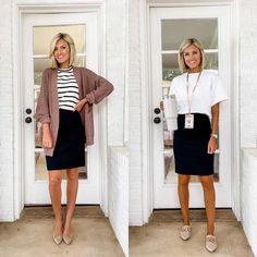 30+ Teacher Workwear Looks for Back to School - Loverly Grey Black Pencil Skirt Outfit, Pencil Skirt Outfits Casual, Black Skirt Outfits, Teacher Outfits Fall, Teacher Dresses, Teacher Wardrobe, Pencil Skirt Outfits, Teacher Outfit