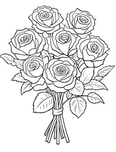 a bouquet of roses coloring page