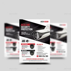 a set of three flyers for security protection