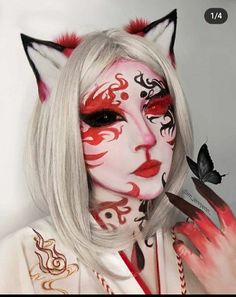 Halloween Makeup Children, Halloween Makeup Disney, Anime Character Makeup, Dark Angel Halloween Makeup, Halloween Makeup Dark, Halloween Makeup Doll, Halloween Makeup Challenge, Halloween Makeup Devil, Kitsune Makeup