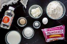 the ingredients to make this recipe include flour, sugar, eggs, and other items