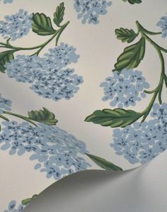 blue flowers on white background with green leaves