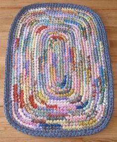 the rug is made with multicolored yarn