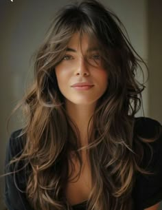 Long Wavy Hair Curtain Bangs Layers, Hair Cuts Long Hair Layers Bangs, Long Hair With Layers And Fringe, Heavy Fringe Long Hair, Wolf Haircut Long Hair No Bangs, Clip In Curtain Bangs, Layers For Wavy Hair Long, Wispy Layers Long Hair, Long Hair Cuts For Rounder Faces