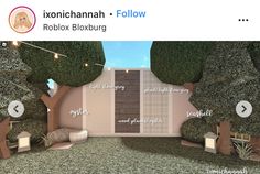 an image of a room with trees and plants on the walls that read roblox bloxburg