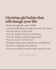 Christian Girl Habits, Christian Affirmations, Get Closer To God, Christian Bible Study, Christian Girl, Bible Motivation, Christian Bible Quotes, Bible Study Notes, Prayer Scriptures