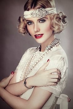 Great Gatsby Makeup, Gatsby Makeup, Estilo Charleston, Great Gatsby Hairstyles, Wedding Hairstyles For Girls, Look Gatsby, Wedding Makeup Vintage, Gatsby Hair, 1920s Hair