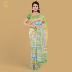 Fern Green Pure Georgette Handloom Stripes Banarasi Saree - Khinkhwab Multicolor Handloom Tussar Silk Pre-draped Saree, Multicolor Pre-draped Saree With Zari Weaving, Festive Multicolor Pre-draped Slub Silk Saree, Multicolor Katan Silk Pre-draped Saree With Self Design, Multicolor Slub Silk Pre-draped Saree, Multicolor Banarasi Silk Traditional Wear With Border, Multicolor Tussar Silk Pre-draped Saree With Cutdana, Multicolor Art Silk Blouse Piece With Border, Multicolor Banarasi Silk Blouse With Border