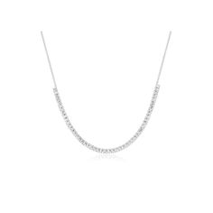 The Prong Set Baguette Diamond Segment Necklace sparkles with 1.31 carats of diamond set side-by-side on a dainty chain. Designed to add glamour to your look, this necklace makes a classic statement. Classic Cubic Zirconia Baguette Cut Necklaces, Timeless Diamond White Necklace With Baguette Diamonds, Timeless Diamond White Necklaces With Baguette Diamonds, Classic White Gold Necklace With Baguette Diamonds, Classic Sterling Silver Diamond Necklace With Baguette Diamonds, Classic Diamond White Necklace With Baguette Diamonds, Diamond Tennis Necklace With Baguette Cut, Classic Baguette Cut Tennis Necklace With Diamonds, Classic Tennis Necklace With Baguette Diamonds