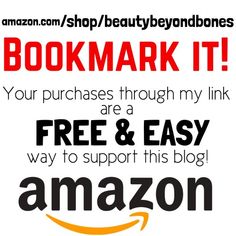 an amazon ad with the words, bookmark it your purchases through my link are free & easy way to support this blog