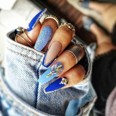 These are the BEST royal blue Coachella nails ideas and other festival nails summer acrylic! If you’re looking for the cutest royal blue festival nail designs with glitter, such as festival nails Coachella, music festival nails acrylic coffin, colorful festival nail art designs, or any other festival nail ideas for 2022, then this is the post that you’ll want to check out! Nails Navy, Panther Leopard, Toes Nails, Long Pictures, Dragon Glass, Pink Raspberry, Nail Room, Nail Remover