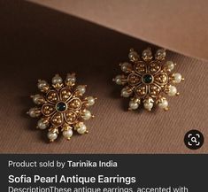 Latest Gold Earrings Designs For Wedding, Gold Studs Earrings Indian, Pearl Jhumkas, Latest Earrings Design, Latest Jewellery Designs, Gold Jewelry Prom, Simple Necklace Designs, Small Earrings Gold, Ear Tops