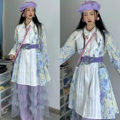 Contrast Outfit, Queer Fashion, Dress Design Sketches, Purple Outfits, Layering Outfits, Japanese Outfits, Japan Fashion