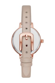 a luxe tan leather strap completes the elegant silhouette of the women's metro watch. 2 year limited manufacturer warranty. Style #: KSW9007. Series: Metro. Gender: Women's. Case Material: Rose gold-tone stainless steel. Dial Color: White. Hands: Rose gold-tone. Markers: Rose gold-tone indexes. Strap Material: Tan leather. Closure: Buckle . Movement: 3-hand. Crystal: Mineral. Case Diameter: 30mm. Case Thickness: 8mm. Water Resistance: 3 ATM. Bezel: Polished rose gold-tone. Battery. Imported Leather Watches For Everyday Use, Classic Rose Gold Watch Bracelet Strap, Elegant Rose Gold Watch With Bracelet Strap, Rose Gold Watch Accessories With Leather Strap, Formal Rose Gold Watch With Leather Strap, Rose Gold Leather Strap Watch Accessories, Toned Women, White Hands, Leather Strap Watch