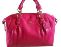 Brand new with tag  ASK QUESTIONS PRIOR TO PURCHASE - SALE IS FINAL Coach Colette Leather Satchel Shoulder Bag Handbag Purse  Shade: Pink Ruby Soft and smooth leather 2 WAY Coach Horse & Carriage logo metal plate on front center 2 rolled handles to carry this satchel and a detachable shoulder strap included (matching pink ruby in color) Gold tone hardware Style 33806 3 interior pockets in this bag (1 zipper and 2 multi-function slip pockets) 2 top handles Pink ruby fabric lining  1 Matching pink Coach Designer Satchel In Soft Leather, Designer Coach Satchel In Soft Leather, Designer Coach Soft Leather Satchel, Coach Soft Leather Satchel For Shopping, Coach Luxury Soft Leather Satchel, Luxury Coach Satchel In Soft Leather, Luxury Coach Soft Leather Satchel, Coach Duffle, Purse Pink