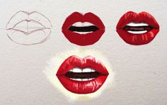 four different types of lips drawn on paper