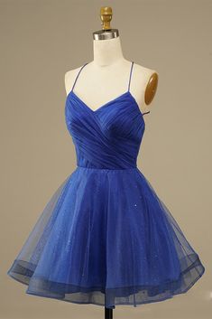 Blue Homecoming Dresses Short, Fitted Homecoming Dresses, Blue Tulle Prom Dress, Prom Dress Backless, Blue Homecoming Dress, Homecoming Dress Short, Mini Homecoming Dresses, Tulle Homecoming Dress, Blue Homecoming Dresses