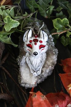 White Fox Necklace, Kitsune Fox Jewelry, Nine-Tailed Fox Charm, Kitsune Mask Jewelry, Japanese Fox C Handmade Fantasy White Necklace, White Handmade Fantasy Necklace, White Fantasy Necklace As Gift, Jewelry Japanese, Japanese Fox, Fox Necklace, Kitsune Mask, Raven Pendant, Kitsune Fox