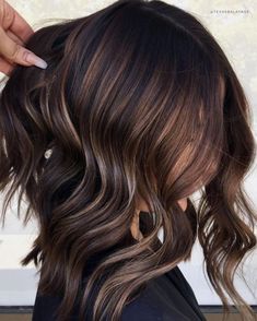 Hair Color For Medium Skin, Bold Balayage, Perfect Balayage, Black Hair With Brown Highlights, Hair Color Chocolate