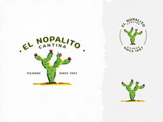 the logo for el nopalito cantinaa is shown in three different colors