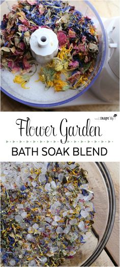 flower garden bath soak blend in a bowl