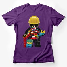 Lego Builder Graphic T-Shirt, Colorful Construction Toy Print for Kids and Adults Female T-Shirt Custom graphic T-Shirt.Customize your color Lego Shirts, Soldier Graphic, Maternity Graphic Tees, Classic Movie Characters, Moon Graphic Tee, Lego Builder, Money Design, Cat Graphic Tee, Construction Toy