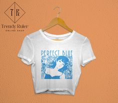 Anime Crop Top, Kawaii Shirt, Kawaii Shirts, Top Anime, Blue Crop Top, Perfect Blue, Japanese Kawaii, Women Sweatshirt, Japanese Cartoon