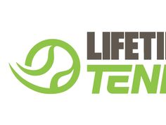 the logo for life time tennis, which is designed to look like a tennis ball