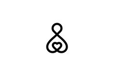 a black and white logo with an infinite love knot in the shape of a heart