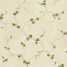 a wallpaper with vines and berries on it's side, against a white background